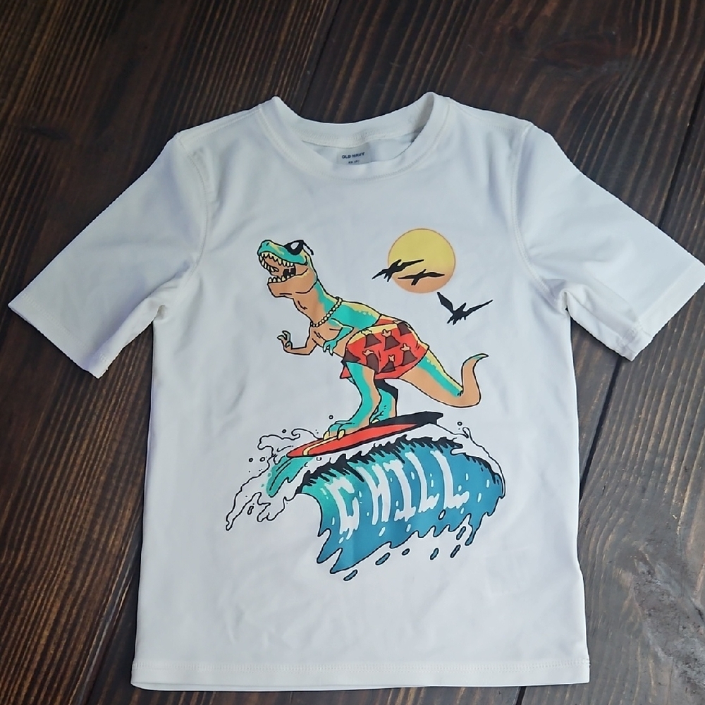 Cat & Jack Green and White Rashguard Swim Shirt